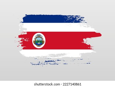 Modern style brush painted splash flag of Costa Rica with solid background