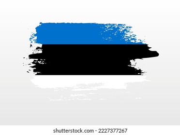 Bandera salpicada pintada de estilo moderno de Estonia con fondo sólido