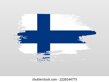 Bandera de salpicadura pintada de estilo moderno de Finlandia con fondo sólido