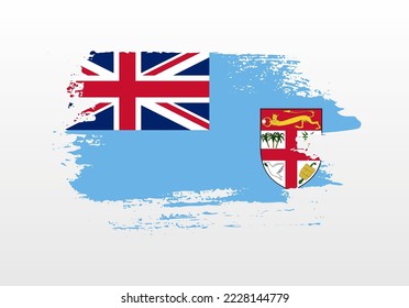 Modern style brush painted splash flag of Fiji with solid background