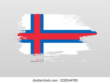 Modern style brush painted splash flag of Faroe Islands with solid background