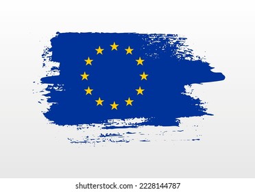Modern style brush painted splash flag of European Union with solid background