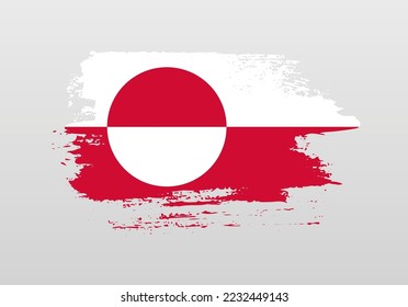 Modern style brush painted splash flag of Greenland with solid background