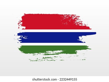 Modern style brush painted splash flag of Gambia with solid background