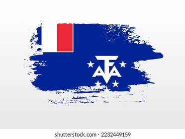 Modern style brush painted splash flag of French Southern and Antarctic Lands with solid background