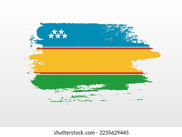 Modern style brush painted splash flag of Karakalpakstan with solid background