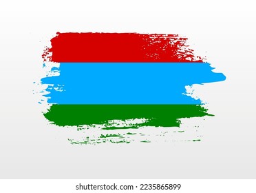 Modern style brush painted splash flag of Karelia with solid background