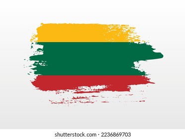 Modern style brush painted splash flag of Lithuania with solid background