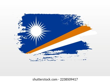 Modern style brush painted splash flag of Marshall Islands with solid background