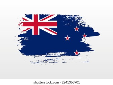 Modern style brush painted splash flag of New Zealand with solid background