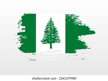Modern style brush painted splash flag of Norfolk Island with solid background