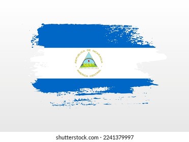 Bandera de salpicadura pintada de estilo moderno de Nicaragua con fondo sólido