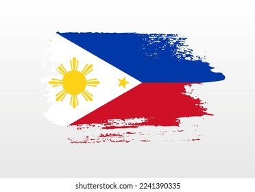 Modern style brush painted splash flag of Philippines with solid background