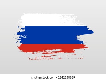 Modern style brush painted splash flag of Russia with solid background