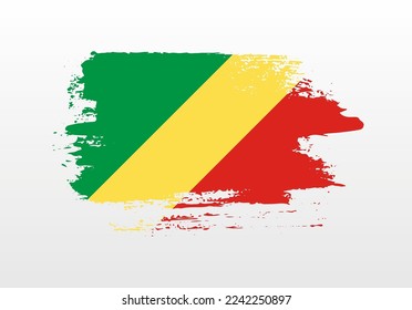 Modern style brush painted splash flag of Republic of the Congo with solid background