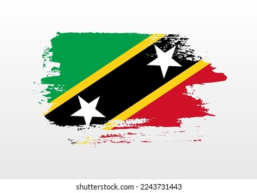 Modern style brush painted splash flag of Saint Kitts and Nevis with solid background