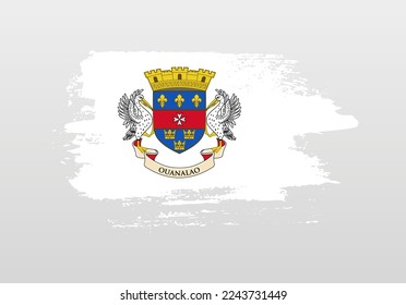 Modern style brush painted splash flag of Saint Barthelemy with solid background