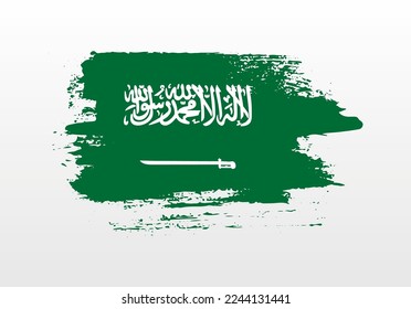 Modern style brush painted splash flag of Saudi Arabia with solid background