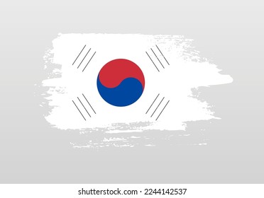 Modern style brush painted splash flag of South Korea with solid background