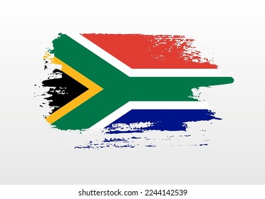Modern style brush painted splash flag of South Africa with solid background