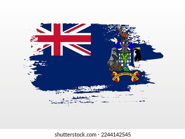 Bandera de salpicadura pintada de estilo moderno de Georgia del Sur y Sandwich del Sur con fondo sólido