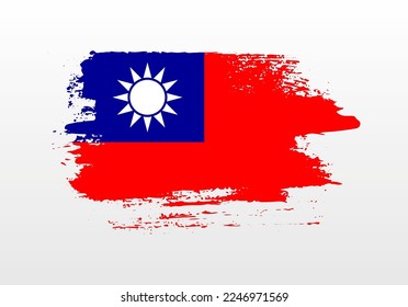 Modern style brush painted splash flag of Taiwan with solid background