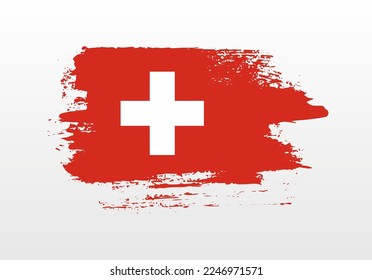 Modern style brush painted splash flag of Switzerland with solid background