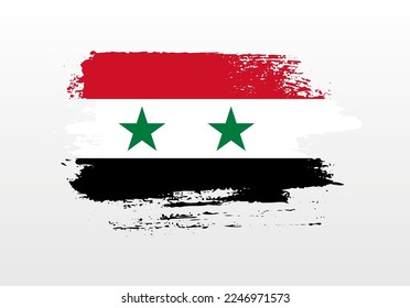 Modern style brush painted splash flag of Syria with solid background