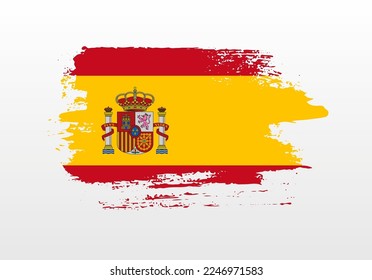 Modern style brush painted splash flag of Spain with solid background