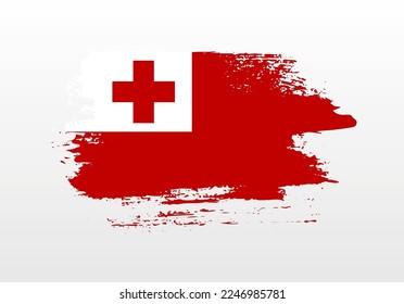 Modern style brush painted splash flag of Tonga with solid background