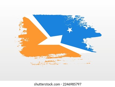 Modern style brush painted splash flag of Tierra del Fuego Province, Argentina with solid background