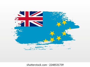 Modern style brush painted splash flag of Tuvalu with solid background