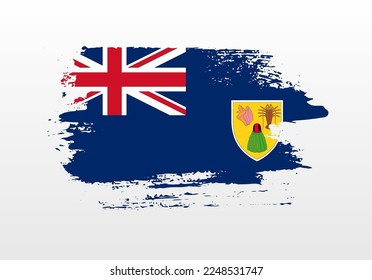 Bandera de salpicadura pintada de estilo moderno de las Islas Turcas y Caicos con fondo sólido