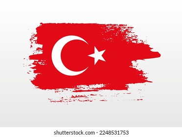 Modern style brush painted splash flag of Turkey with solid background