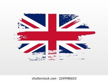 Moderne Pinselstriche, die eine Splash-Flagge des Vereinigten Königreichs mit festem Hintergrund gemalt haben