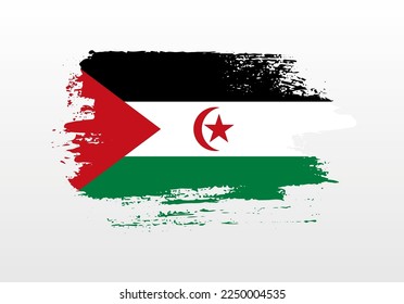 Moderne Pinselstriche, die die Splash-Flagge von Westsahara mit festem Hintergrund gemalt haben