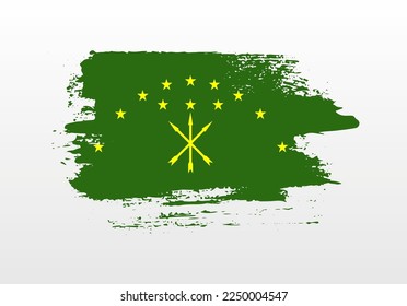 Modern style brush painted splash flag of Adygea with solid background