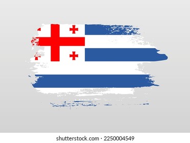 Modern style brush painted splash flag of Adjara with solid background