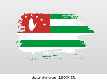 Modern style brush painted splash flag of Abkhazia with solid background