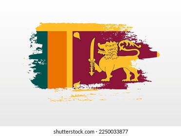 Modern style brush painted splash flag of Sri Lanka with solid background