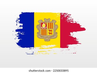 Modern style brush painted splash flag of Andorra with solid background