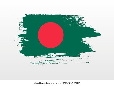 Bandera de Bangladesh con fondo sólido pintada de roce de estilo moderno