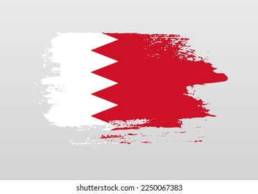 Modern style brush painted splash flag of Bahrain with solid background