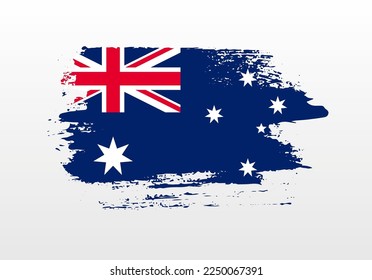 Modern style brush painted splash flag of Australia with solid background
