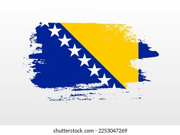 Bandera de salpicadura pintada de estilo moderno de Bosnia y Herzegovina con fondo sólido