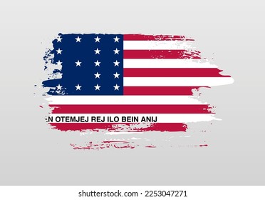 Bandera de salpicón pintada de estilo moderno del atolón de Bikini con fondo sólido