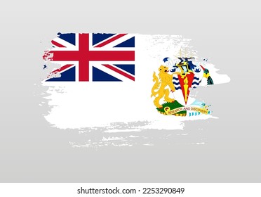 Modern style brush painted splash flag of British Antarctic Territory with solid background