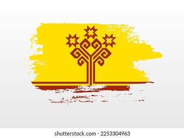 Modern style brush painted splash flag of Chuvashia with solid background