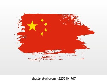 Modern style brush painted splash flag of China with solid background