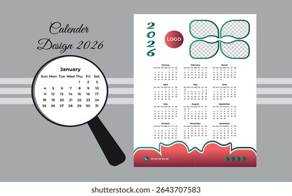 Modern style calendar vector design template